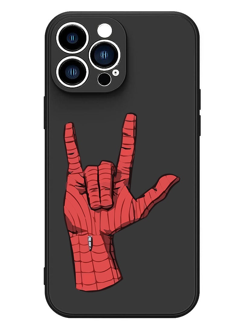 Theodor Protective Slim Fit Case Liquid Silicone Cover with Full Body Protection Anti-Scratch Shockproof Case For iPhone 12 Pro Max Black  - Spiderman Hand-01 - Image 1