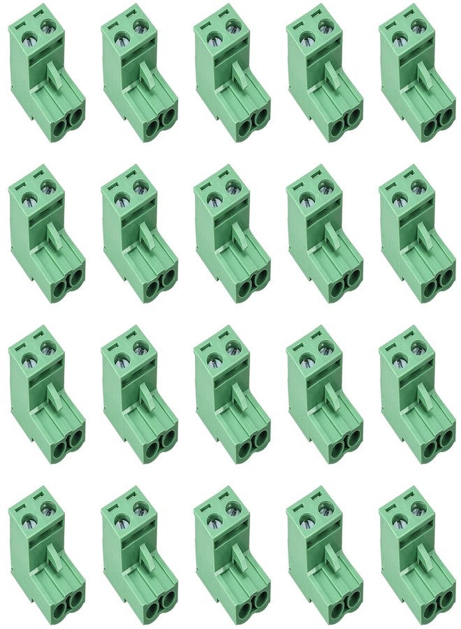 Cermant 20 pcs 2 Pin 5.08mm Pitch Pluggable PCB Angle Screw Terminal Block Plug Connector Socket Panel Mount DIY (20pcs 2p) - Image 1