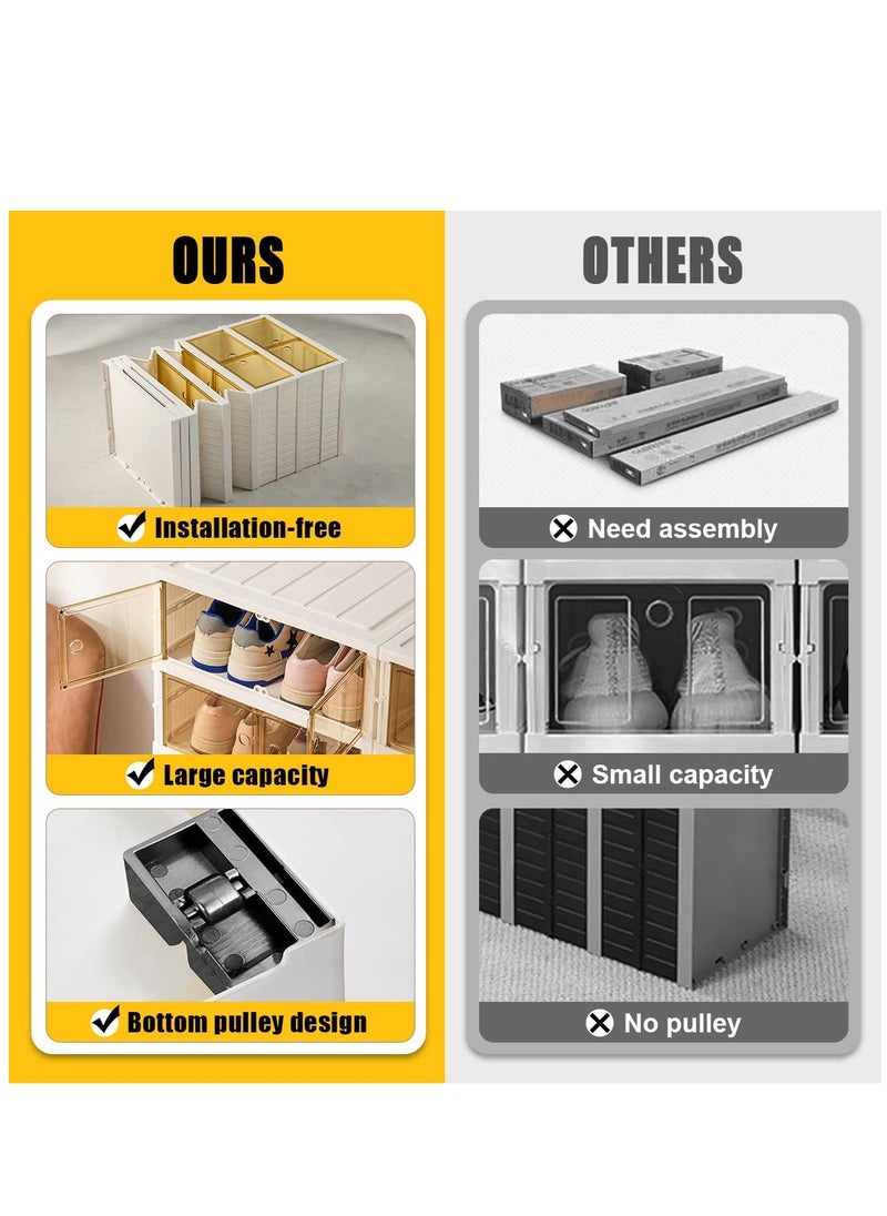 Shoe Box Foldable Storage Box Installation-free Clear Plastic Stackable Shoe Storage Cabinet Shoe Organizer Shoe Container Box with Lids Large Size Shoe Rack (9 layers)