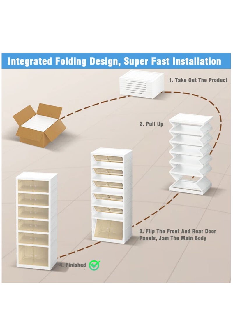 Shoe Box Foldable Storage Box Installation-free Clear Plastic Stackable Shoe Storage Cabinet Shoe Organizer Shoe Container Box with Lids Large Size Shoe Rack (9 layers)