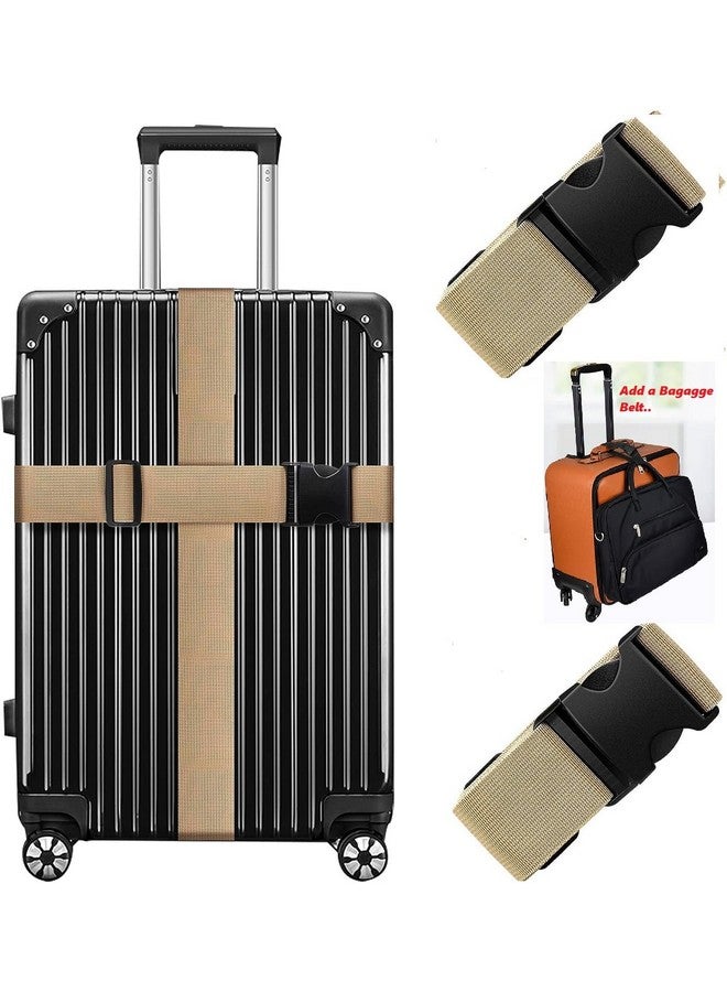 iCONY 2 Luggage Strap (2" X6.5FEET Color) + 1 ADD ON BAGAGGE Belt(1"X20" Black) with Quick Release Buckle Adjustable, Premium Accessory for Travel Bag Closure Bright Colors (3PACK, Gold) - Image 1