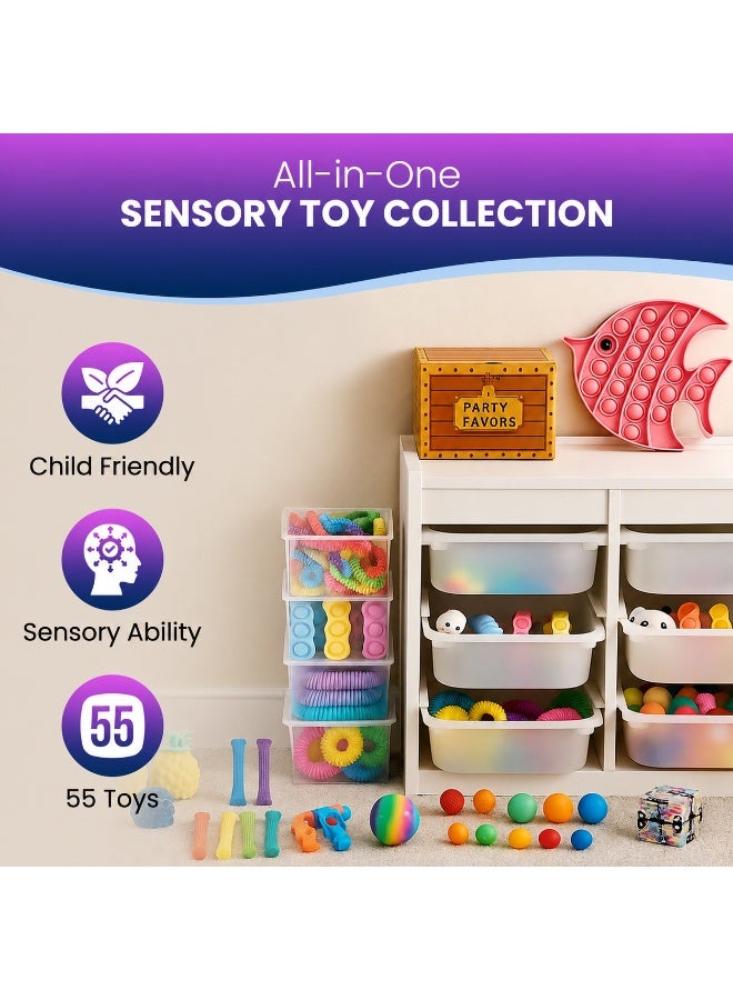 MCENTT 55 Pcs Fidget Toys Set For Kids and Adults,Simple Dimple Toys,Anxiety Relief - ADHD Autism Therapy Fidgeting Game, Party Favors Toys, Pop it for Girls And Classroom Treasure Box Prizes. - Image 3
