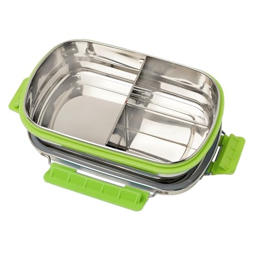 PDDFALCON Stainless Steel Munch Trio Lunch Box with 3 Compartment, 100% Leak-Proof, BIS Certified, Jindal Seal & Made in India Bento Box - 750ml (Green) (Not Leakproof Internally) - Image 1