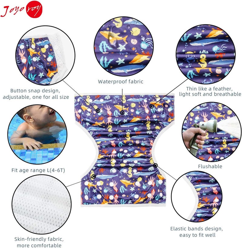 Joyo roy Reusable Swim Diaper Baby Swim Diaper Reusable Toddler Swim Diaper Swim Diapers Medium Swim Diapers Size 5 Swim Diapers Large Waterproof Diapers for Swimming Baby Swim Diaper Swimming Diapers 4-6t - Image 5