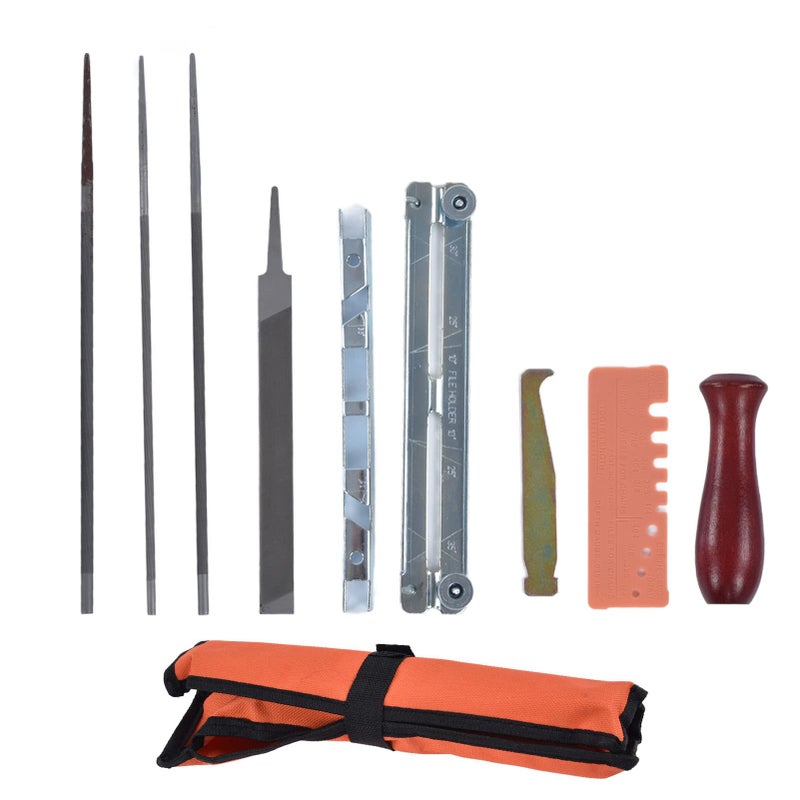 Topyond Chainsaw Sharpener File, Alloy Steel,10Pcs Chainsaw Sharpener File Chain Saw Teeth Sharpening Tool Set Kit with - Image 1