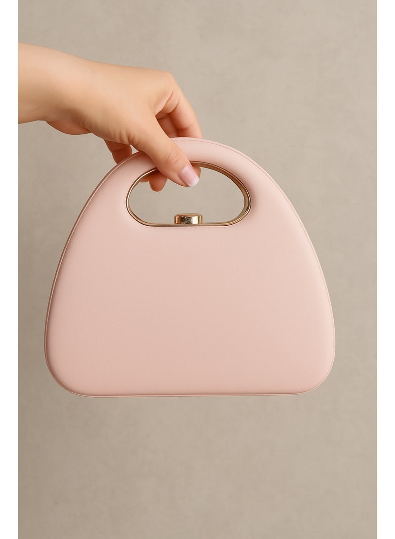 Elegant Women Evening Clutch with Gold Handle – Luxury Party & Wedding Handbag - Image 1