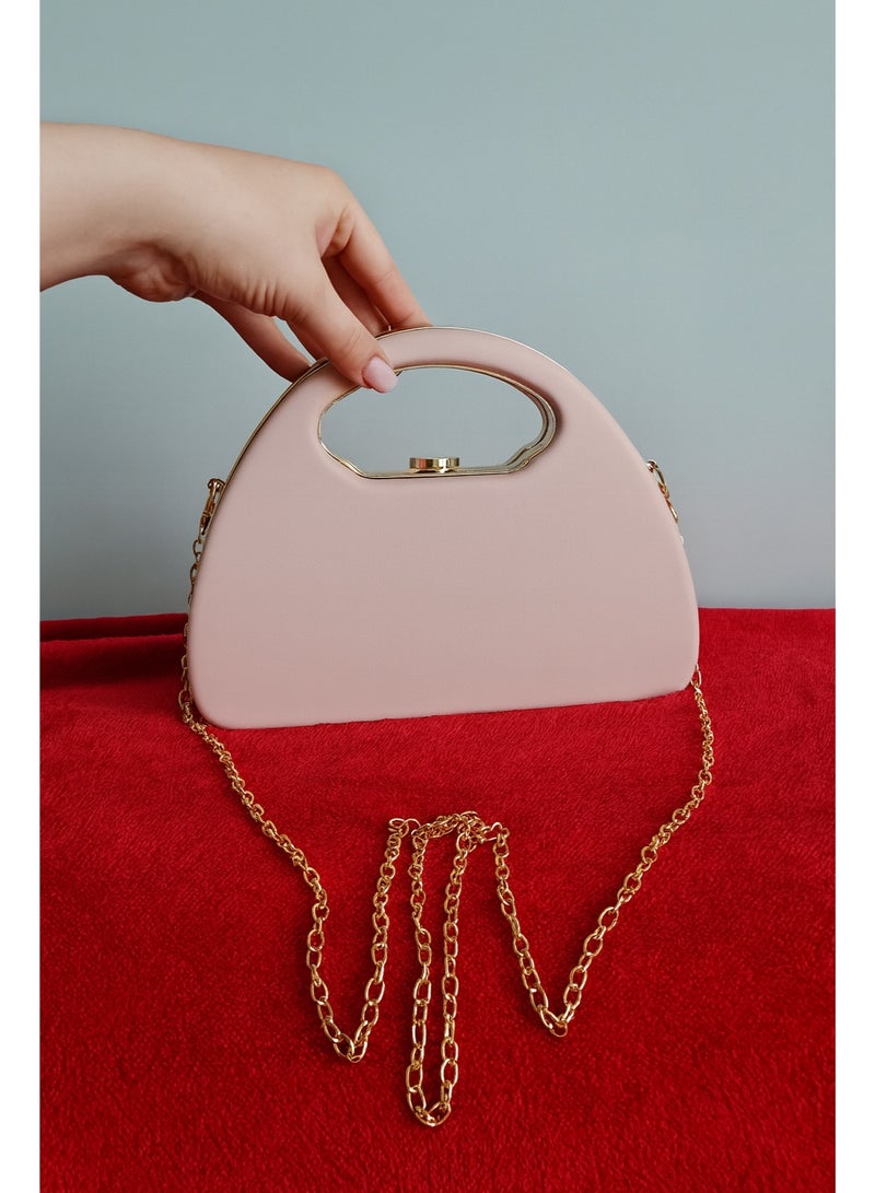 Elegant Women Evening Clutch with Gold Handle – Luxury Party & Wedding Handbag - Image 2