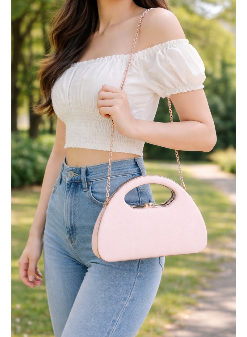 Elegant Women Evening Clutch with Gold Handle – Luxury Party & Wedding Handbag - Image 4