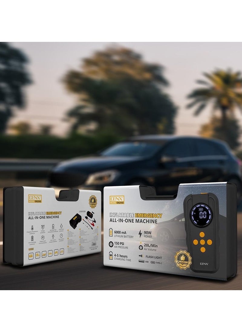 Denx - Denx DX2592 6000 mAh portable car starter battery with built-in air blower - Image 1