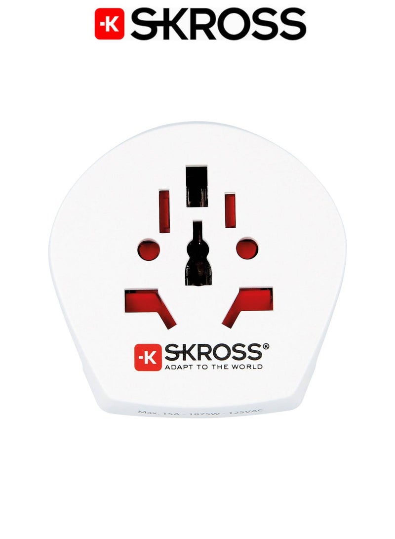 SKROSS Universal to USA travel adapter. Multi outlet power adapter. Certified wall plug. Compact and easy-to-use travel plug. 250V USA three-prong plug. White plug adapter. - Image 3
