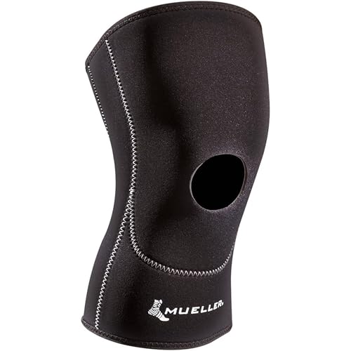 MUELLER Sports Medicine Open Patella Knee Sleeve, Knee Pain Relief Support for Men and Women, Ideal for Arthritis, Sprains, Black, Large - Image 1