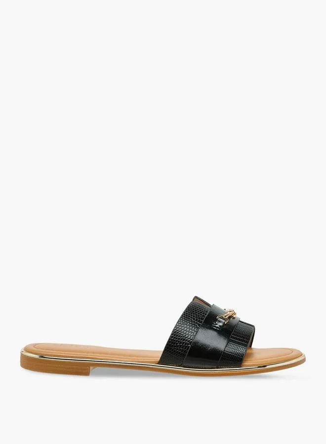 Celeste Women Metallic Buckle Detail Flat Sandals