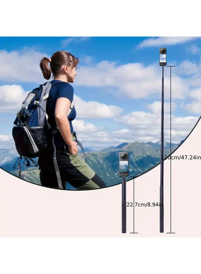 Aluminum Alloy Retractable Selfie Stick Quick Release Compatible Insta360 X5 X4 X3 X2 DJI Action Cameras - Image 3