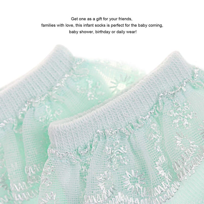 DRESHOW BQUBO Baby Girls Socks Eyelet Ruffle Lace Socks Cute Frilly Sock Newborn/Infant/Toddlers/Kids Girl Dress Sock 0-6 Months - Image 4