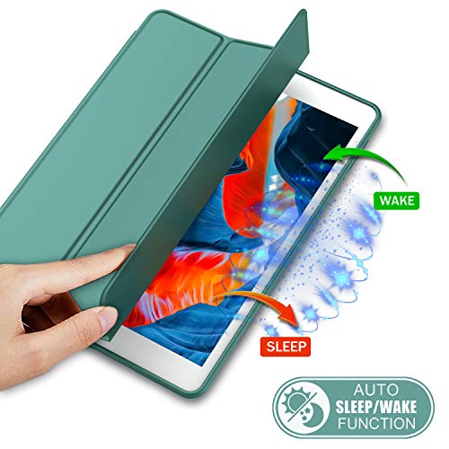 iMieet iPad 9th Generation Case 2021/iPad 8th Generation Case 2020 10.2 Inch with Pencil Holder, iPad 7th Gen 2019 Case with Soft Baby Skin Silicone Back, Auto Wake/Sleep Cover (Midnight Green) - Image 3