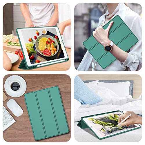 iMieet iPad 9th Generation Case 2021/iPad 8th Generation Case 2020 10.2 Inch with Pencil Holder, iPad 7th Gen 2019 Case with Soft Baby Skin Silicone Back, Auto Wake/Sleep Cover (Midnight Green) - Image 5