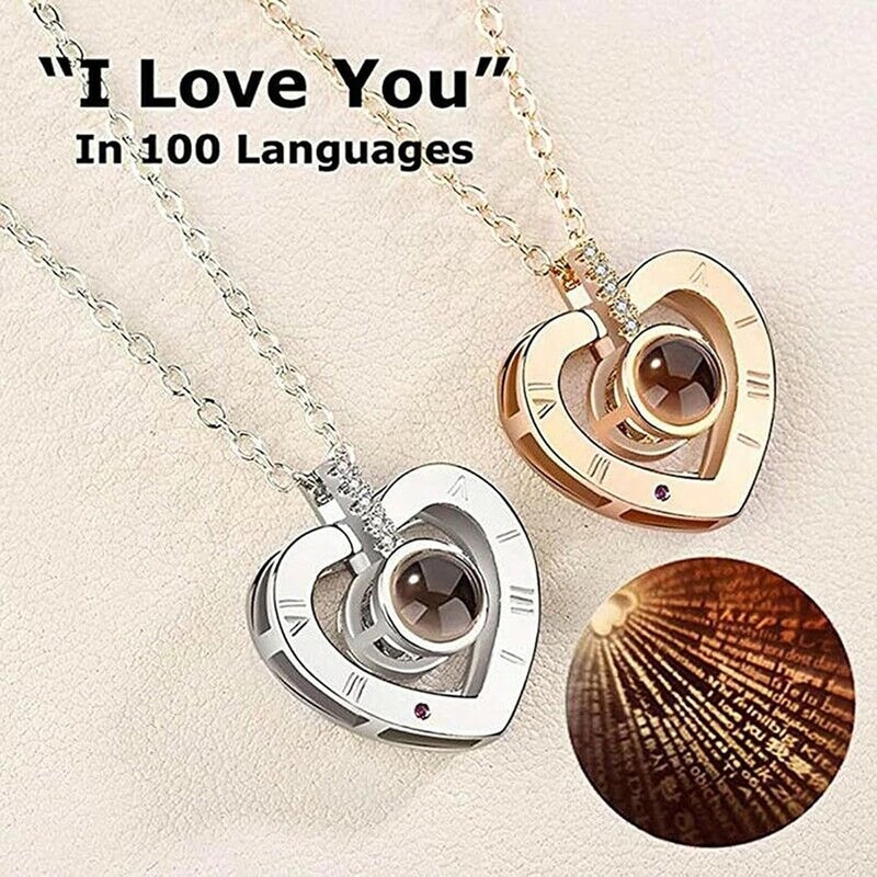 comfrt 100 Languages Light I Love You Projection Pendant Necklace, Preserved Real Rose with Love You Necklace in Gift Set, for Valentine's Day Anniversary Wedding Romantic Gifts for her - Image 3