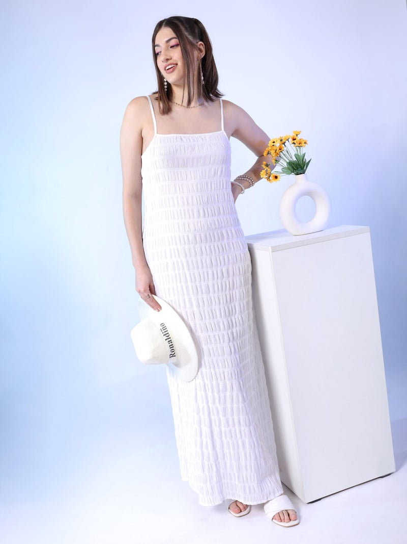 Freehand Women White Solid Fit and Flare Dress (White_L) - Image 5