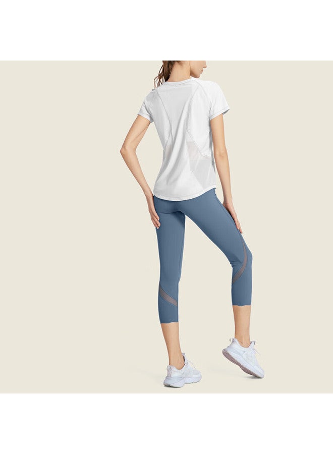 Vfu Sports T-shirt Short Sleeve Women's Quick-dry Shirt Mesh Breathable Fitness Wear Training Yoga Outfit White Size M - Image 3