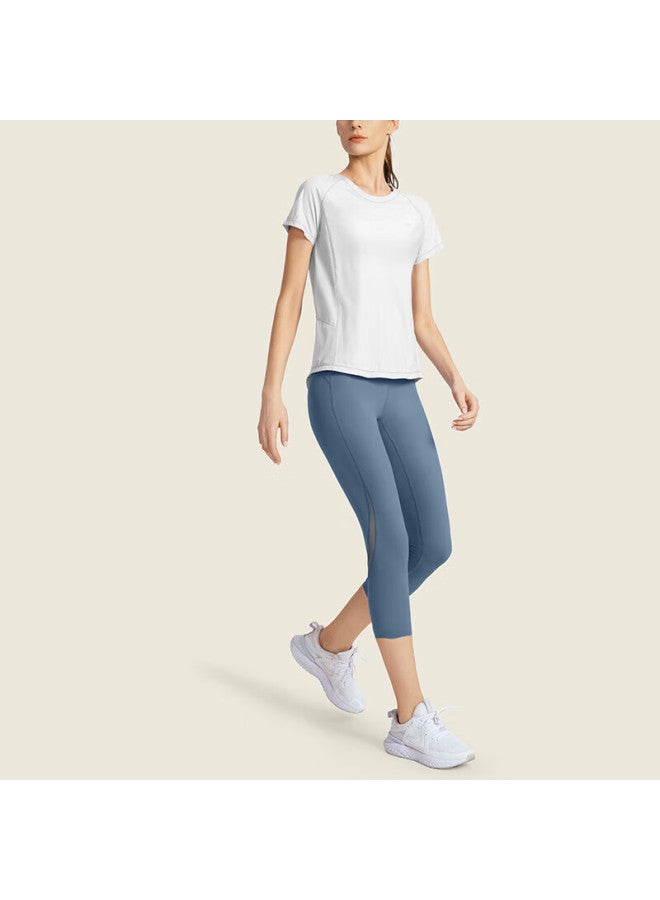 Vfu Sports T-shirt Short Sleeve Women's Quick-dry Shirt Mesh Breathable Fitness Wear Training Yoga Outfit White Size M - Image 4