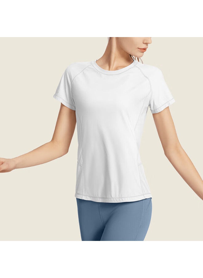 Vfu Sports T-shirt Short Sleeve Women's Quick-dry Shirt Mesh Breathable Fitness Wear Training Yoga Outfit White Size M - Image 2