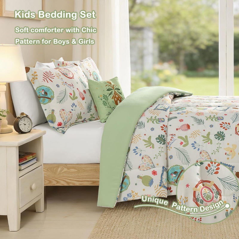 Kaleido Space Twin Comforter Set for Girls-3 Pieces Forest Friends Twin Bedding Set with 1 Comforter, 1 Decor Pillow, 1 Pillow Sham - Image 3