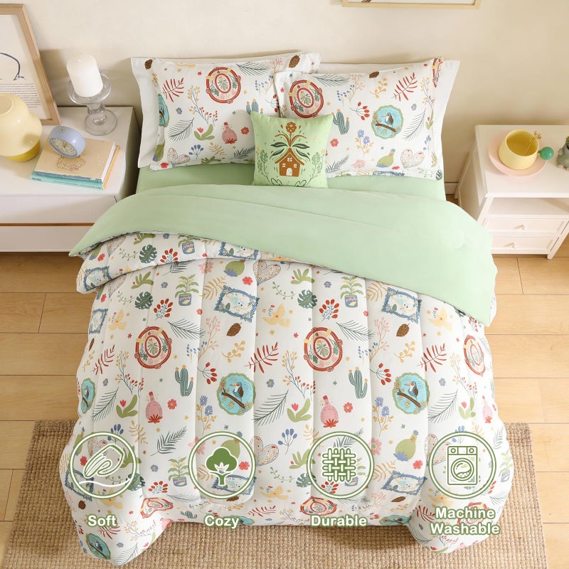 Kaleido Space Twin Comforter Set for Girls-3 Pieces Forest Friends Twin Bedding Set with 1 Comforter, 1 Decor Pillow, 1 Pillow Sham - Image 5