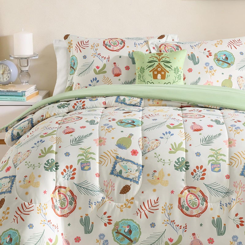 Kaleido Space Twin Comforter Set for Girls-3 Pieces Forest Friends Twin Bedding Set with 1 Comforter, 1 Decor Pillow, 1 Pillow Sham - Image 4