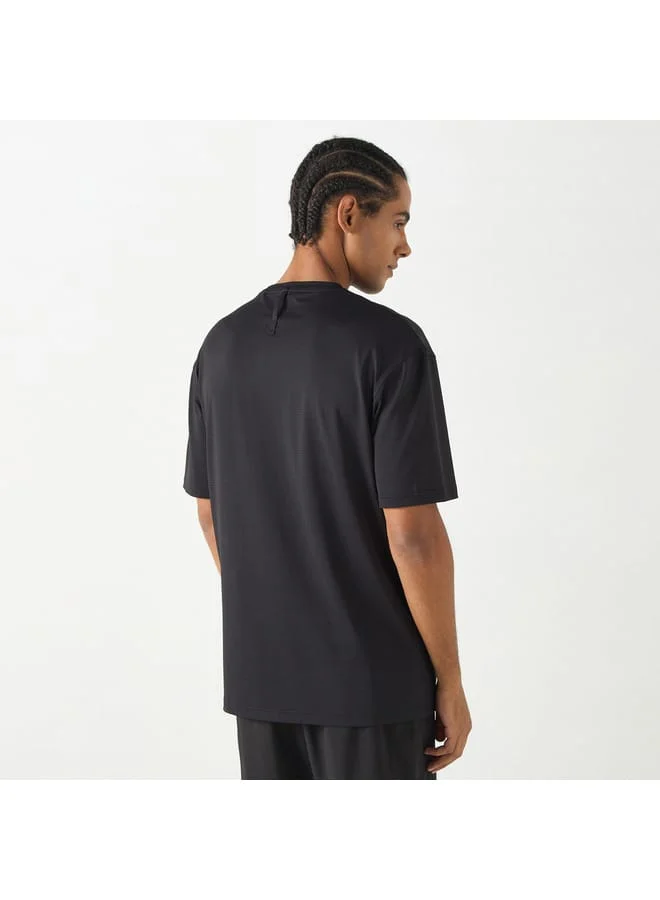 Kappa Kappa Textured T-shirt with Short Sleeves and Crew Neck