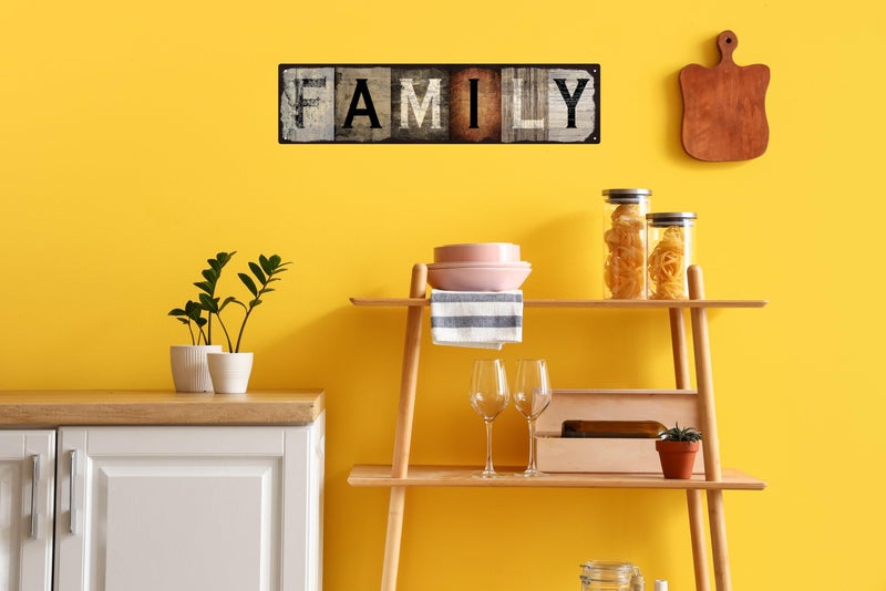 QIXFGUL Vintage Tin Sign Retro Metal Family Signs for Home Decor Stylish Wall Art Plaques Gift for Home Bathroom Kitchen and Gothic Wall Decor in Every Room 16x4 in  - Image 4