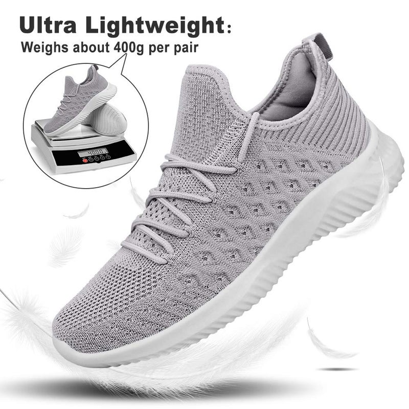 Feethit Mens Slip On Walking Shoes Lightweight Breathable Non Slip Running Shoes Comfortable Fashion Sneakers for Men Grey Size 9 - Image 5