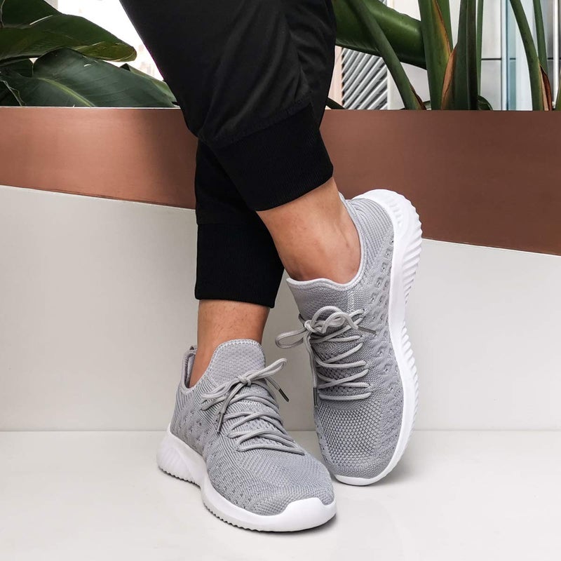 Feethit Mens Slip On Walking Shoes Lightweight Breathable Non Slip Running Shoes Comfortable Fashion Sneakers for Men Grey Size 9 - Image 2