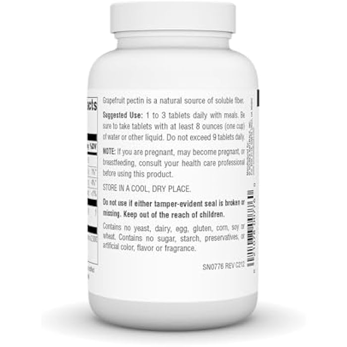 Source Naturals Grapefruit Pectin, Soluble Fiber - 1000 mg Dietary Supplement - 120 Tablets - Image 3