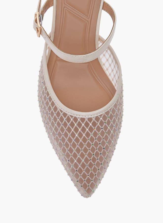 سيليست حذاء نسائي بكعب رفيع مدبب مزين - Image 4