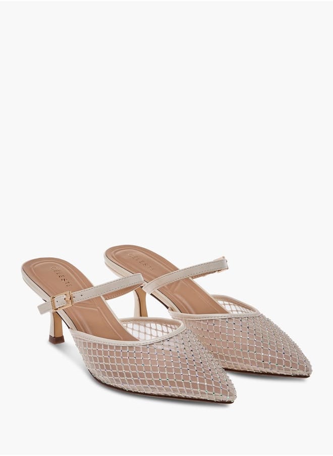 Celeste Women's Embellished Pointed Toe Shoes with Kitten Heels  - Image 1