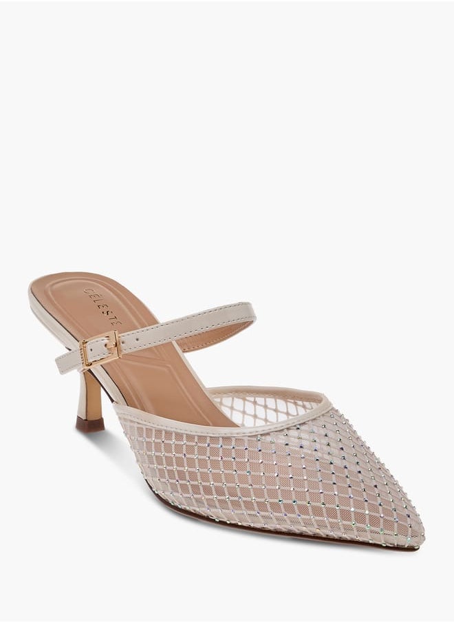 Celeste Women's Embellished Pointed Toe Shoes with Kitten Heels  - Image 2
