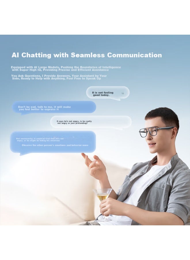 Superhexa Ai Smart Gl Audio Non-ar, National Subsidy, Real-time Translation, Wireless Bluetooth Gl Headphones, Meeting Assistant, Metal Semi-rimless Frame, Starry Silver, Anniversary Celebration - Image 3