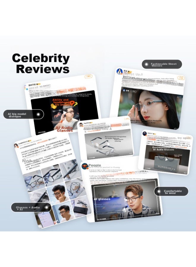 Superhexa Ai Smart Gl Audio Non-ar, National Subsidy, Real-time Translation, Wireless Bluetooth Gl Headphones, Meeting Assistant, Metal Semi-rimless Frame, Starry Silver, Anniversary Celebration - Image 1