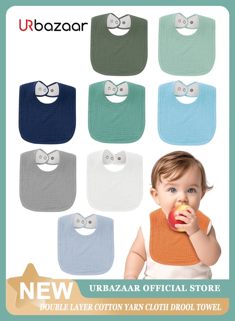 URbazaar Muslin Baby Bibs 8 Pack Baby Bandana Drool Bibs Cotton for Unisex Boys Girls, 8 Solid Colors Set for Teething Drooling - Image 1
