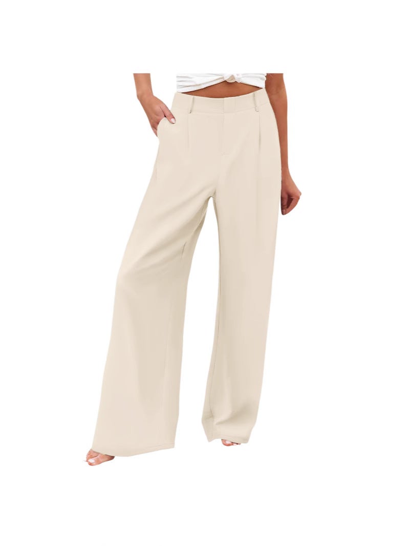 2025 New Women'S Summer Fashion Loose Solid Color High-Waisted Casual Straight-Leg Pants Long Pants - Image 2