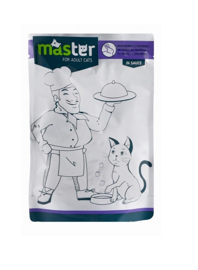 Master Complete Wet Food with Rabbit in Sauce for Adult Cats 80g