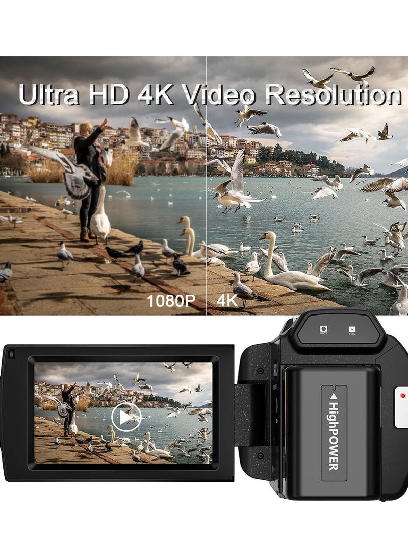 Gasin 4K Video Camera 42MP YouTube Vlog Camera 16x Digital Zoom Webcam 3.0 Inch 360 Degree Rotating Screen Camera with 32G SD Card - Image 4