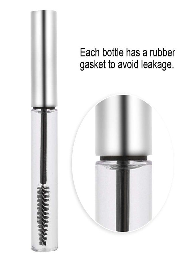 Sonew أنبوب ماسكارا فارغ، إدخالات مطاطية 5 ألوان 10 مل أنبوب شفاف مع عصا رموش حاوية ماسكارا فارغة لزيت الخروع (3# فضي غير لامع) - Image 4