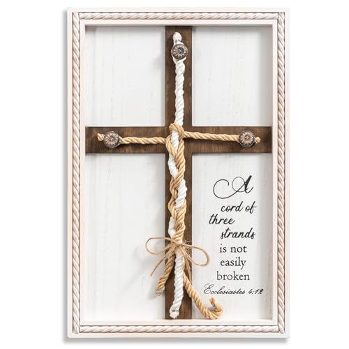 ifeolo A Cord of Three Strands Wedding Ceremony Sign 10 × 15in, Unity Rope Cross Sign Braided for Wedding Unity Ceremony Idea Religious Anniversary Couple Gift for Parents, Couple, Christian, Tie God's Knot - Image 1