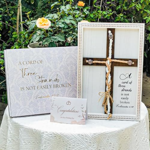 ifeolo A Cord of Three Strands Wedding Ceremony Sign 10 × 15in, Unity Rope Cross Sign Braided for Wedding Unity Ceremony Idea Religious Anniversary Couple Gift for Parents, Couple, Christian, Tie God's Knot - Image 2