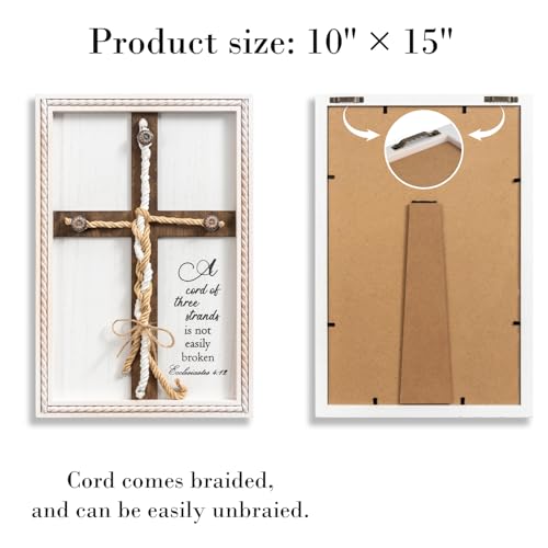 ifeolo A Cord of Three Strands Wedding Ceremony Sign 10 × 15in, Unity Rope Cross Sign Braided for Wedding Unity Ceremony Idea Religious Anniversary Couple Gift for Parents, Couple, Christian, Tie God's Knot - Image 3