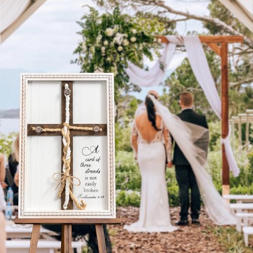 ifeolo A Cord of Three Strands Wedding Ceremony Sign 10 × 15in, Unity Rope Cross Sign Braided for Wedding Unity Ceremony Idea Religious Anniversary Couple Gift for Parents, Couple, Christian, Tie God's Knot - Image 5