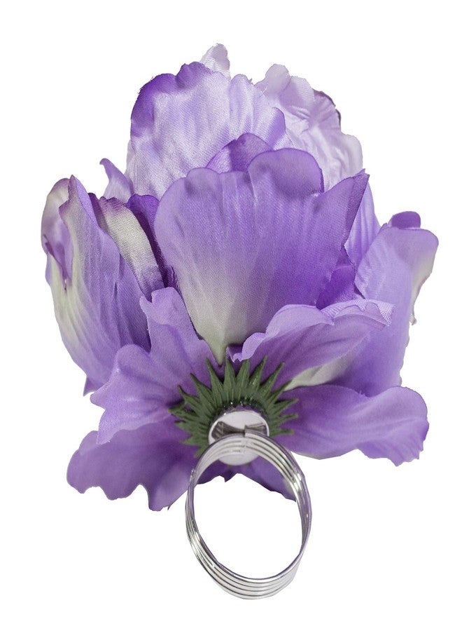 Fennco Styles Handmade Peony Napkin Rings, Set of 4 - Violet Flower Decorative Napkin Holders for Home, Dining Table, Banquet, Family Gathering, Holiday and Special Occasion - Image 4