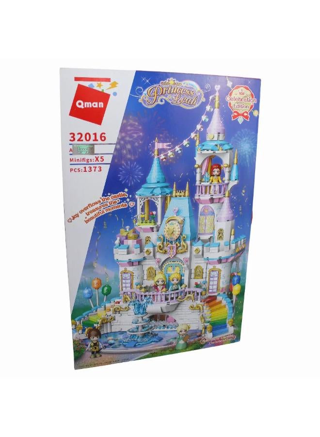 Qman Princess Leah Rainbow Castle Celebration Building Blocks - 1373 Pcs - Image 1