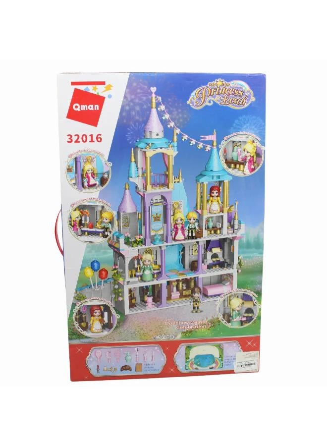 Qman Princess Leah Rainbow Castle Celebration Building Blocks - 1373 Pcs - Image 2